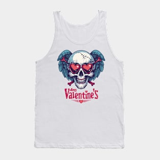 Darkly Deviant: Anti Valentine's Day Blue | Pop Art Cupid's Skull Tank Top